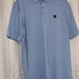 Peter Millar Blue and White Striped Polo